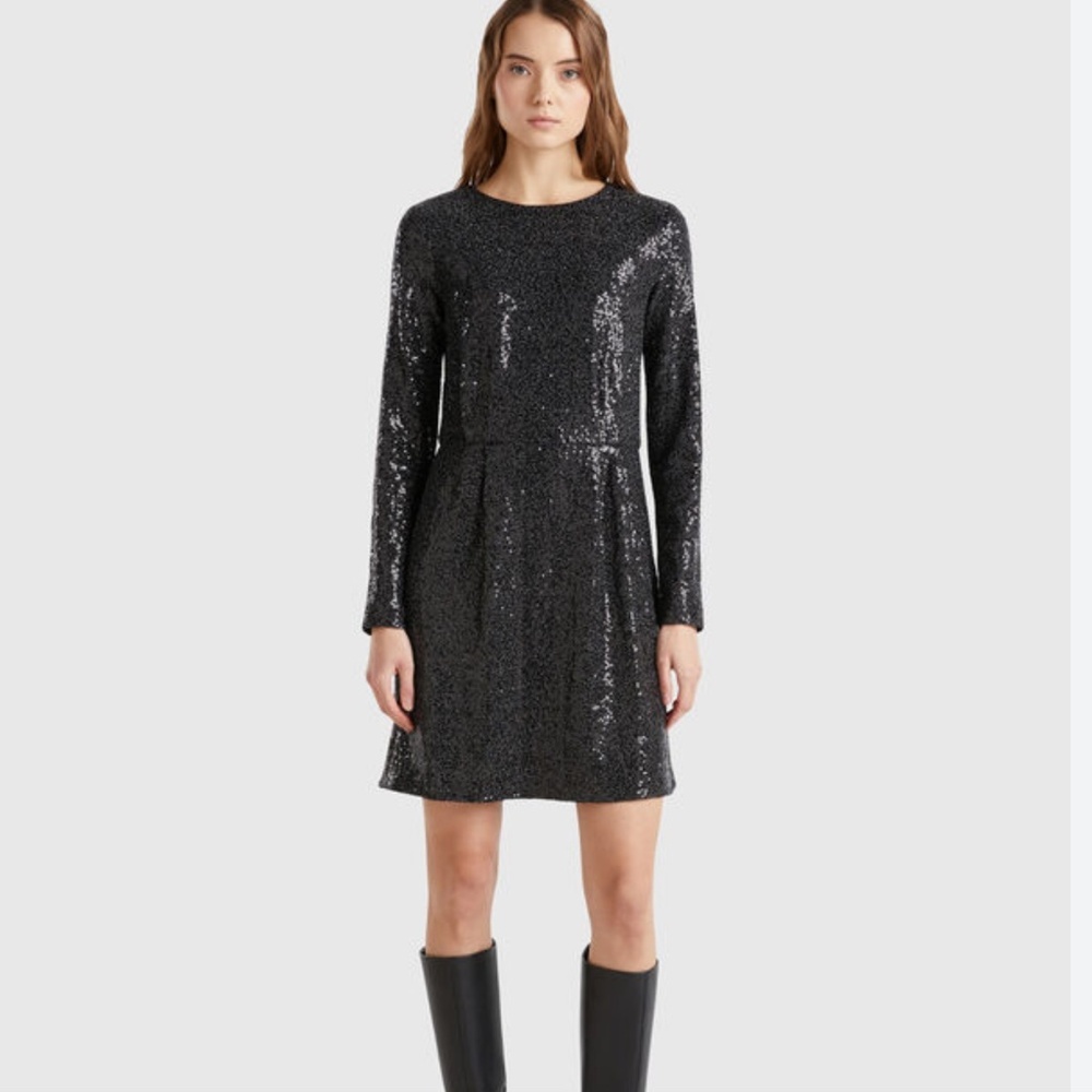 Michel Studio Midi dress Slinky Sparkly Party Dark fairy Ruched Black Silver 18